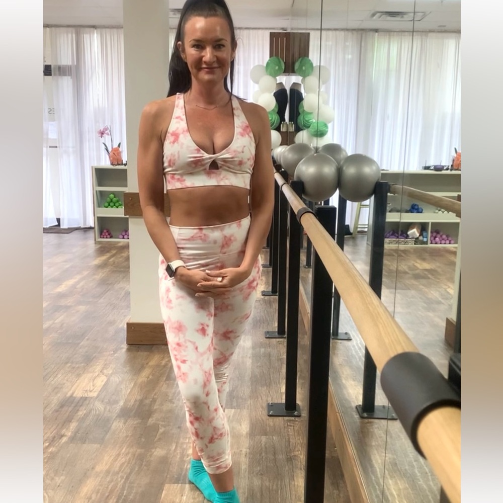 Fabletics Barre Set: Oasis Twist Front Sports Bra + Oasis PureLuxe Legging